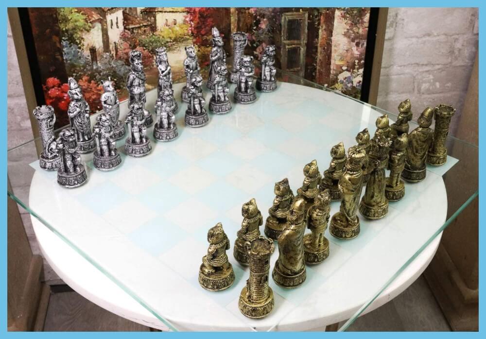 Cats Vs Dogs Frosted Glass Chess Set