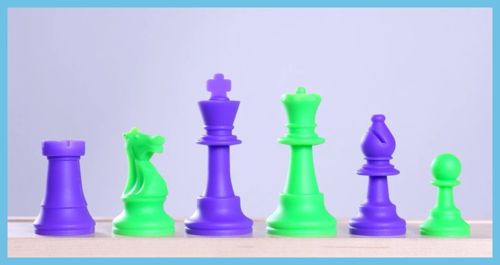 Neon Green and Purple Silicone Chess Set