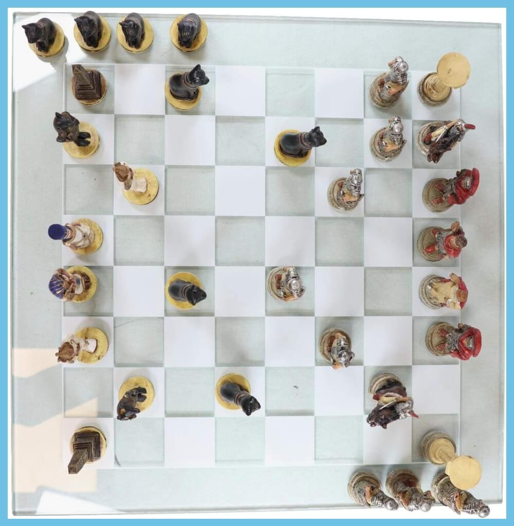 Pharaoh Army VS Augustus Caesar Frosted Glass Chessboards