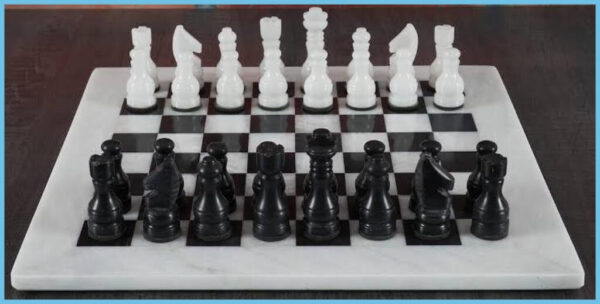 White Marble Chess Board